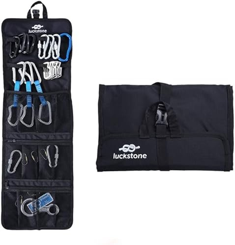Pewihyer Aufbewahrungstasche für Kletterausrüstung, faltbar, wasserdicht, aufrollbar, D-Ring, Klettern, Quickdraw zum Aufhängen, Werkzeug, Ausrüstung, Karabiner, Organizer, Sammeltasche, Tragetasche