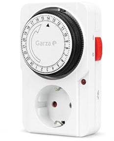 Garza – Analoger Zeitschaltuhr-Stecker für den Innenbereich, 24-Stunden-Programmierer mit 15-Minuten-Intervallen, Energieeinsparung, Kinderschutz, kompaktes Design