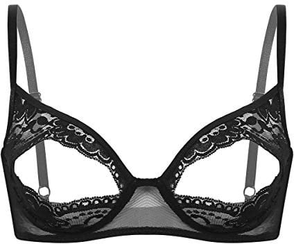 TiaoBug Damen Dessous Erotik BH Bra Frauen Reizvolle Oberteil Reizwäsche | Transparente Spitze Unterwäsche Offene Brust Verführerische Lingerie