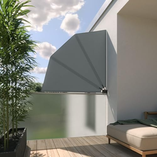 empasa Balkonfächer Sichtschutz Sonnenschutz Balkonsichtschutz | Balkonmarkise Trennwand mit Wandhalterung, Farbe:grau, Größe:140 x 140 cm