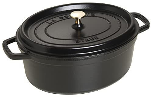 STAUB Cocotte, Gusseisen Bräter mit Deckel, 41 cm, 12 L, Oval, Alle Herdarten inkl Induktion, Made in France, Schwarz