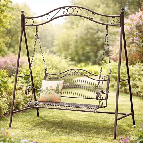 DanDiBo Hollywoodschaukel 2 Sitzer Metall Antik Gartenschaukel 082505 Schaukelbank Schmiedeeisen Bank Outdoor Wetterfest
