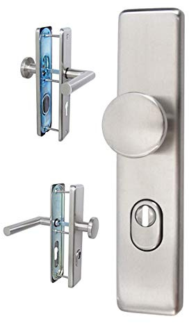 Häusler Onlinehandel GmbH Edelstahl Wohnungstür Schutzbeschlag 50120 WE-72 mm mit Knauf und ZA Türdrücker