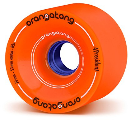 Orangatang 4 President 70 mm 80a Cruising Longboard Skateboard Wheels (Orange, Set of 4)