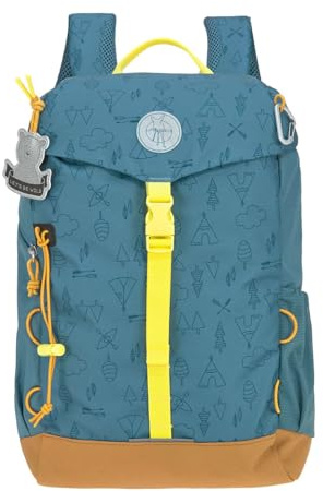 LÄSSIG Kinderrucksack Wanderrucksack mit Brustgurt 14L, Adventure Blau | Big Outdoor Backpack, mit Regenschutz und Sitzunterlage, wasserabweisend, 14L Stauraum. 25x13x38cm , ab 5 Jahren
