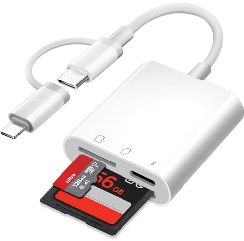 Loydia SD Kartenleser USB C SD Card Reader, MicroSD Karten Adapter für iPhone, Speicherkartenadapter zu Lightning Adapter, TF-Kartenleser für iPhone für SD/SDHC/SDXC/MicroSD/RS-MMC/MicroSDHC/MicroSDXC