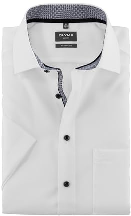 OLYMP Herren Oberhemd Langarm Luxor,Natté,modern fit,Global Kent,Weiss 00,44