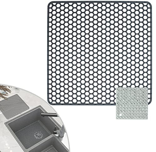 Wkmamo Große Spülbeckenmatte 30.5 * 30.5cm,Silikon Spülbeckeneinlage, Zusammenklappbar rutschfeste Spülbeckenmatte Spülbeckenmatte mit Reinigungsbürste