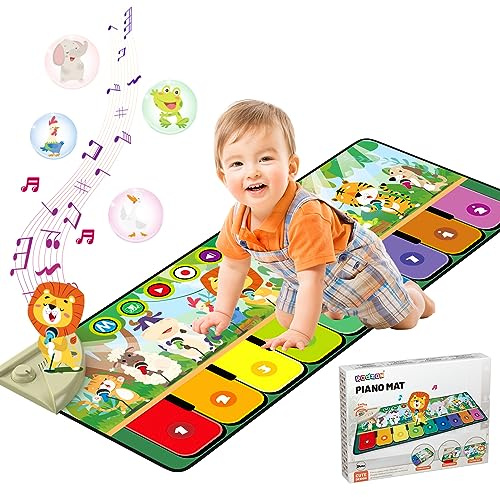 Rodzon 63301 Baby Spielzeug ab 1 Jahr, Musikmatte Kinder 19 Liedern 10 Tieren, Kinderspielzeug ab 1 2 3 Jahre Klaviermatte Geschenk Mädchen Junge Weihnachts Geburtstag