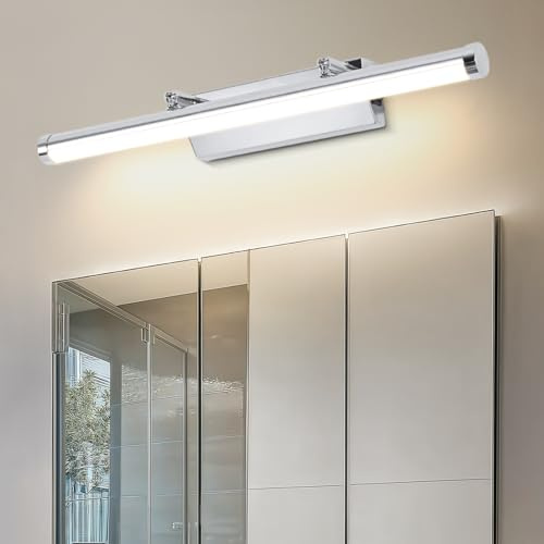 Dehobo LED Spiegelleuchte Bad 42CM 9W - Spiegellampe Badezimmer mit Schalter IP44 Wandbeleuchtung Neutralweiß 4000K 730LM für Badzimmer - Badleuchte Badspiegel Lampe Edelstahl Spiegel Schminklicht