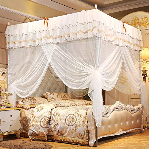 BROLEO Moskitonetz-Bett-Spitzenbettwäsche-Bettvorhänge für Himmelbett-Himmelvorhänge, Betthimmel-Vorhänge (120 * 200 * 200)