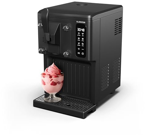 Klarstein SweetSwirl Eismaschine - 3-in-1 Für Eiscreme, Milchshakes & Smoothies, 1,5 L Tank, Touch-Display, Keep-Cool-Modus, Reinigungsfunktion, Schwarz