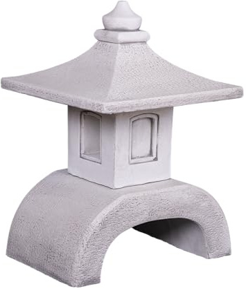 gartendekoparadies.de Yukimi Japanische Steinlaterne in Moderner Form aus Steinguss, Frostsicher für Außenbereich, H. 52 cm, 39 kg, Grau, Weißbeton