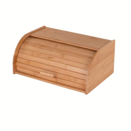 Kesper Großer Brotkasten aus Bambus mit Rollklappe, 40 x 27 x H17 cm, Frischhaltebox, Brotbox, FSC, Braun