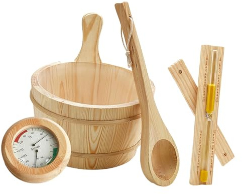 kowaku 4 Teiliges Sauna Zubehörset, Premium Qualität, Verschleißfest, Langlebig, Sanduhrförmig