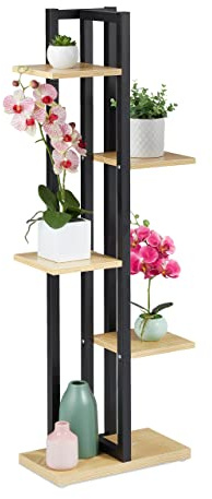 Relaxdays Pflanzenregal, Blumentreppe mit 5 Ablagen, HBT: 117 x 43 x 22 cm, Stahl u. MDF, Blumenregal innen, Farbauswahl