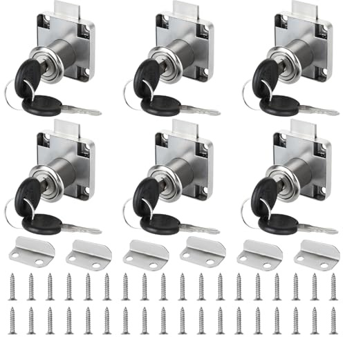 MUXHEL 6er-Set Schrankschloss, 20mm Möbelschloß, Schrankschloss mit Schlüssel, Schloss mit Schlüssel, Möbelschloss Aufschraubschloss, Schloß Schrank Set für Schubladen & Schränke