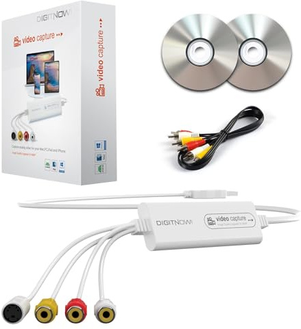 VHS zu Digital Konverter, USB Video Capture Karte, Video Capture Gerät, RCA to USB Konverter,Konvertiert VHS VCR Hi8 zu Digital,Für Kassettenspieler Camcorder Kamera PC TV,Windows Mac OS Kompatibel
