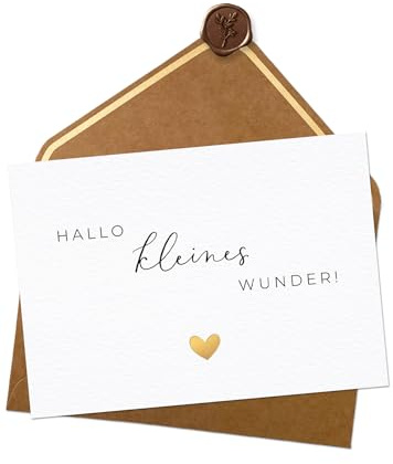 Joli Coon Karte zur Geburt - Hallo kleines Wunder - A6 mit Naturkuvert und Wachssiegel - Karte Geburt