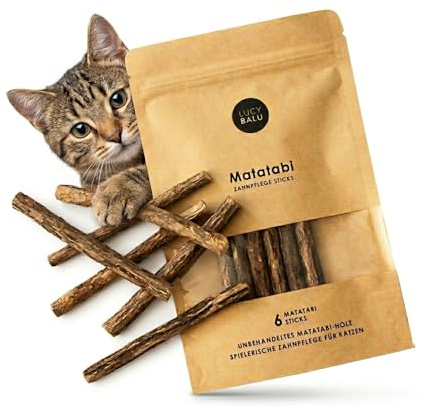 LucyBalu® 6x Matatabi Sticks für Katzen | Katzen Zahnpflege Natur |Kauknochen für Katzen Mundgeruch | Katzen Sticks aus Matatabi Holz | Katzen Zahnbürste | Matatabi Katzenspielzeug Selbstbeschäftigung