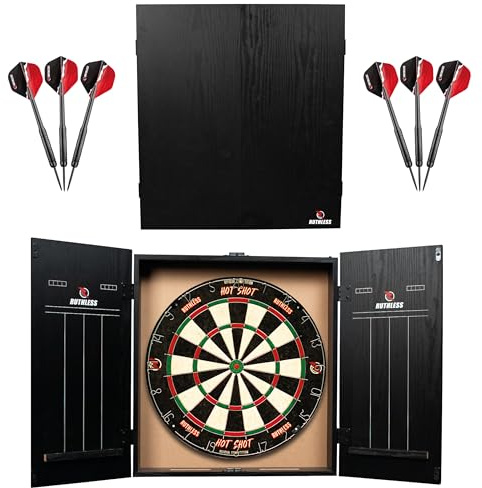 Ruthless Home Darts Centre CAB518 Dartscheibe mit Schrank, 2 Sätze Dartpfeile