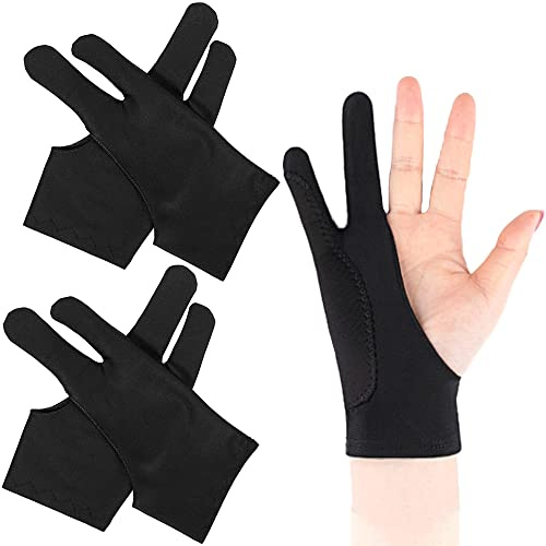 Newaner 4 stück Drawing Glove, Zeichnen Künstler Handschuh, schwarz, (M) | für Grafiktablett, Artist Glove Elastisch Antifouling-Handschuh für Rechts und Links, Digitale Zeichenhandschuhe