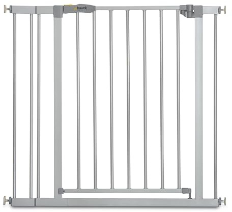 hauck Stop N Safe 2, Silber – Schutzgitter Treppe und Tür 84–89 cm – Kindersicheres Absperrgitter ohne Bohren – Manuelle 1 Hand Öffnung – nur für Innen - Auch für Hunde