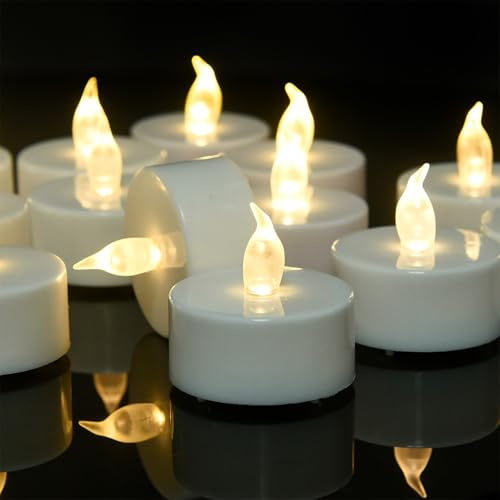 CANDLELAS LED Teelichter Flammenloses Kerzen 12 Stück Langlebig Warmes Weiß | Realistische Flamme Helle Blinkend H/D 3.5 cm Velas Falsas für Hochzeit Parteien Hauptdekorationen Weihnachten Halloween