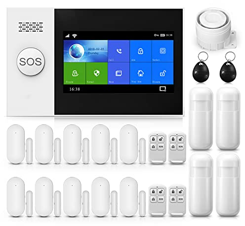 Wireless Home Alarmanlage, Wi-Fi-Sicherheit salarmsystem mit 4,3 Zoll Full-Touch-Bildschirm, funktioniert mit Alexa Google für Zuhause, Wohnung