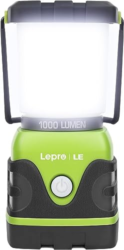 LE Campinglampe Batteriebetrieben 1000LM, 4 Leuchtmodi, Grün, 1 Stück | UltraHell 4 Leuchtmodi Dimmbar Suchscheinwerfer, Notfallleuchte für Stromausfällen, Wandern, Notfall, Ausfälle und so weiter