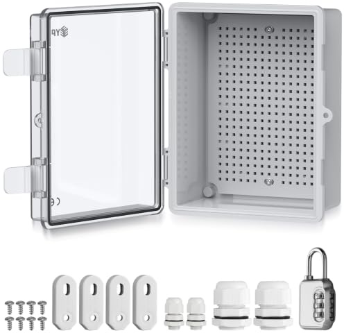 EYPINS Wasserdichter Verteilerkasten IP67, Anschlussdose Wasserdicht ABS Kunststoff Gehäuse außen Steckdosenkasten, Schaltkasten, Stromkasten mit Montagezubehör 22x17x11cm | Transparent Schaltschrank