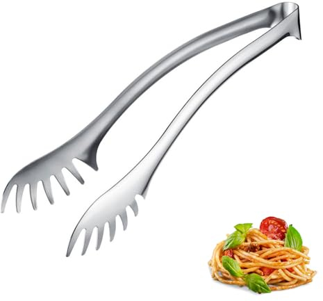 Westmark Spaghetti- und Buffetzange Pro – Küchenzange Edelstahl – Innovative Spaghettizange – Servierzange für Pasta, Salat & Spargel – Silber, 29,5 cm