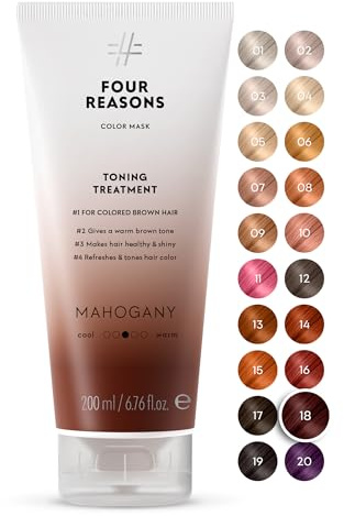 FOUR REASONS Color Mask Mahogany (27 Farben) – Farbmaske für Haare, Glossing-Conditioner mit Farbpigment für Rotbraun/Mahagoni, semi-permanente Haartönung, Vegan & Tierversuchsfrei – 200 ml