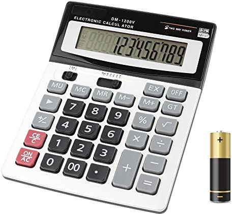 HIHUHEN Taschenrechner, Geschäft Standard-Taschenrechner Dual-Power (Solar und Batterie) Tischrechner (1 x Calculator)