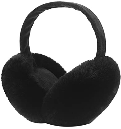 IHCEMIH Ohrenschützer Damen Ohrenschützer Winterzubehör Flauschig Plüsch Faltbar Erwachsene Outdoor Thermo-Ohrenwärmer Skifahren Laufen Ohren Schutz vor Wind Kalt Modisches für Mädchen Herren Schwarz.