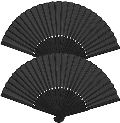 Leikedun 2 Stück Handfächer Faltbare Fächer, Klein Handfächer aus Stoff für eine Abkühlung im Sommer, Chinesische Fächer Taschenfächer Klappfächer für Hochzeite Bevorzugung Aufführung Tanz Dekoration