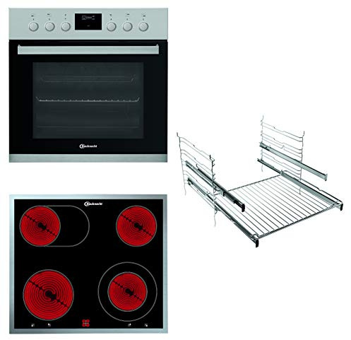 Bauknecht HEKO 566 Pyro Herd-Kochfeld-Kombination /Glaskeramik-Kochfeld (60 cm) / Pyrolyse-Selbstreinigungssystem / Multi-Level-Kochen / Backauszug mit 2 Ebenen, Schwarz