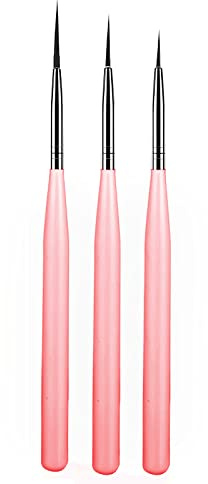 luoshaPUCY 3 Stück Nageldesign Pinsel (Rosa) | Nagel Art Liner Pinsel Professional Nailart Pinsel Fineliner für DIY Nail Art Salon Design