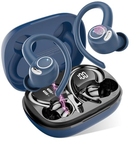 Bluetooth Kopfhörer Sport, In Ear Kopfhörer Kabellos Bluetooth 5.4, Laufen | HD Mic, Herausragender Sound, 40 Std Spielzeit, Comfort Fit, Dual LED-Anzeige, IP7 Wasserdicht mit Ohrhaken, Kopfhörer Joggen
