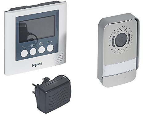 LEGRAND, Video-Türsprechanlage mit 2-Draht-Anschluss, 4,3 Zoll Farbmonitor und Weitwinkelkamera, 1-/2-Familienhaus-Set, 369110