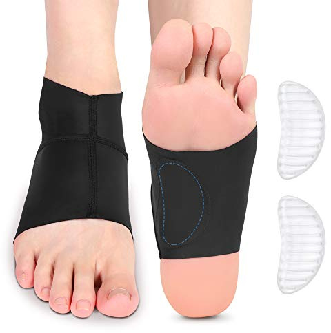 Knöchelbandage mit Fußgewölbeunterstützung, Fußgewölbebandage, Kompression, Knöchelgewölbe, mit Gelpads für Plantarfasziitis, Fersensporn, Fußschmerzen, flache Fußgewölbe, Schmerzlinderung(1 Paar)