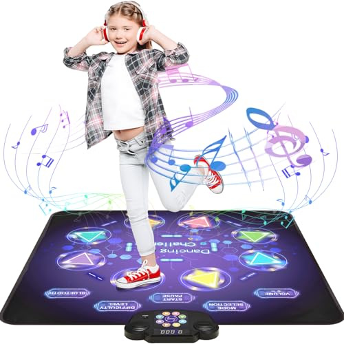 Gleamkid Tanzmatte für Kinder, LED Licht-Tanzpad Mit 8 Tasten | Integrierter Musik, Bluetooth, 8 Modi, Kinder Von 3-12