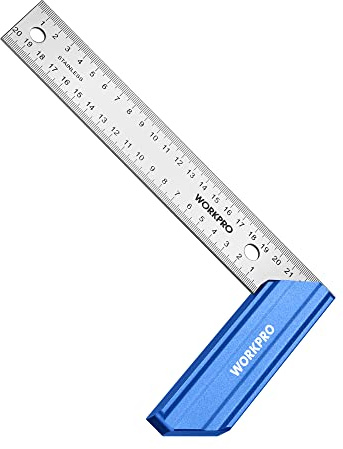WORKPRO Anschlagwinkel Zimmermannswinkel Tischlerwinkel Schreinerwinkel 200mm Winkel aus Edelstahl mit Aluminiumlegierungsgriff für Holzbearbeitung Schreiner- und Schlosserarbeiten