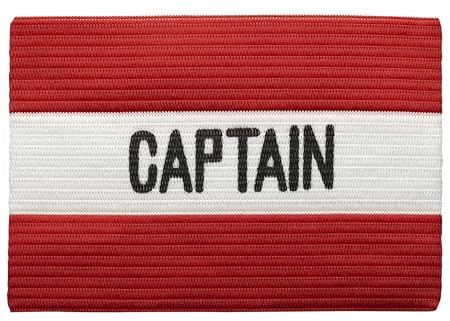 MC-Trend Fußball Kapitänsbinde: Hochwertige und elastische Spielführer-Armbinde für alle Altersklassen – Perfekte Wahl für Ihren Team-Kapitän Captain (1, Rot/Weiß)