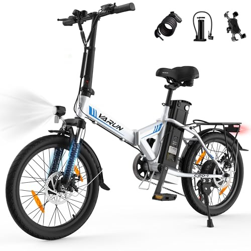 VARUN E-Bike Klapprad 20 Zoll, Elektrofahrrad mit StVZO Zulassung, 250W Motor, 48V 374,4Wh Akku, bis zu 70KM Reichweite, Klappbares City-E-Bike für Damen Herren, 7-Gang, C20-1