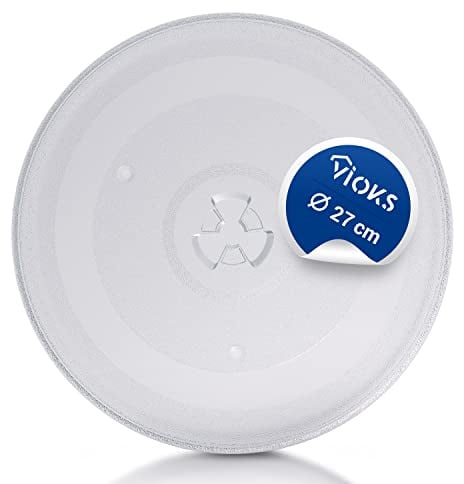 VIOKS Glasteller für Mikrowelle Mikrowellenteller 27 cm 270 mm mit 3 Noppen | Drehteller Teller Glasplatte, Panasonic für Mikrowellen Glasteller