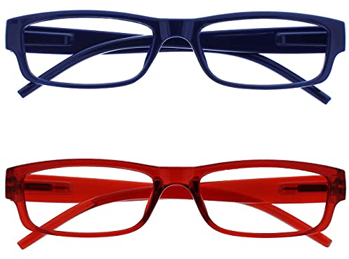 OPULIZE Die Lesebrille Unternehmen Dunkelblau Rot Leicht Leser Wert 2er-Pack Herren Damen RR32-3Z +1,50