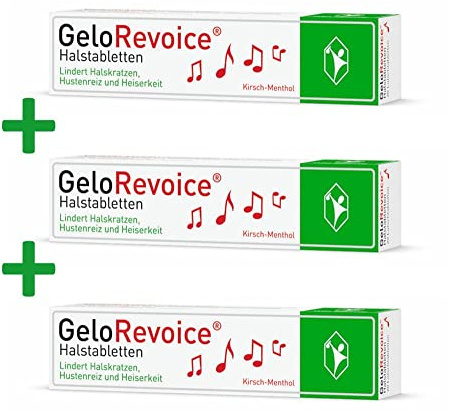 GeloRevoice Halstabletten Kirsch-Menthol: Lindert Halskratzen, Hustenreiz und Heiserkeit, lang anhaltende Linderung auch bei Halsschmerzen, Schluckbeschwerden und Räusperzwang, 3x20 Stk