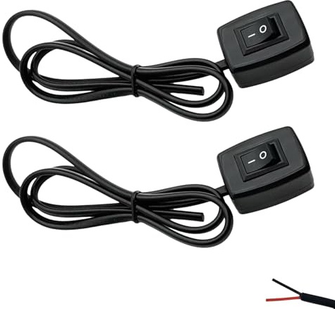 Powice 2 x Kippschalter 12V mit Selbstklebender Rückseite, 3 A 12 V/24 V Schalter mit 75 cm Kabel, 12 V Kippschalter für die Steuerung der Autolichtelektronik