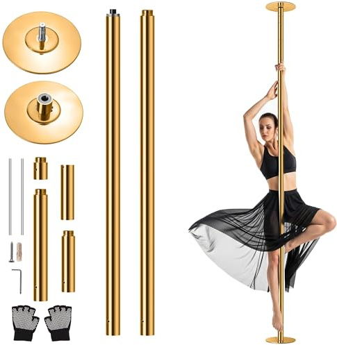 SereneLife Pole Dance Stange Indoor – Höhenverstellbar, Statisch & Rotierend, 204–274cm Turnstange Indoor für Zuhause – Robuster Stahl, Kein Bohren – Fitness Poledance Tanztraining – 280kg Traglast